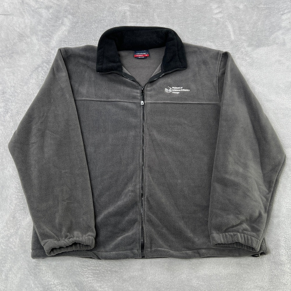 Landway Museum of Science Industry Fleece Jacket Size XL Gray Mens Full Zip Gorp